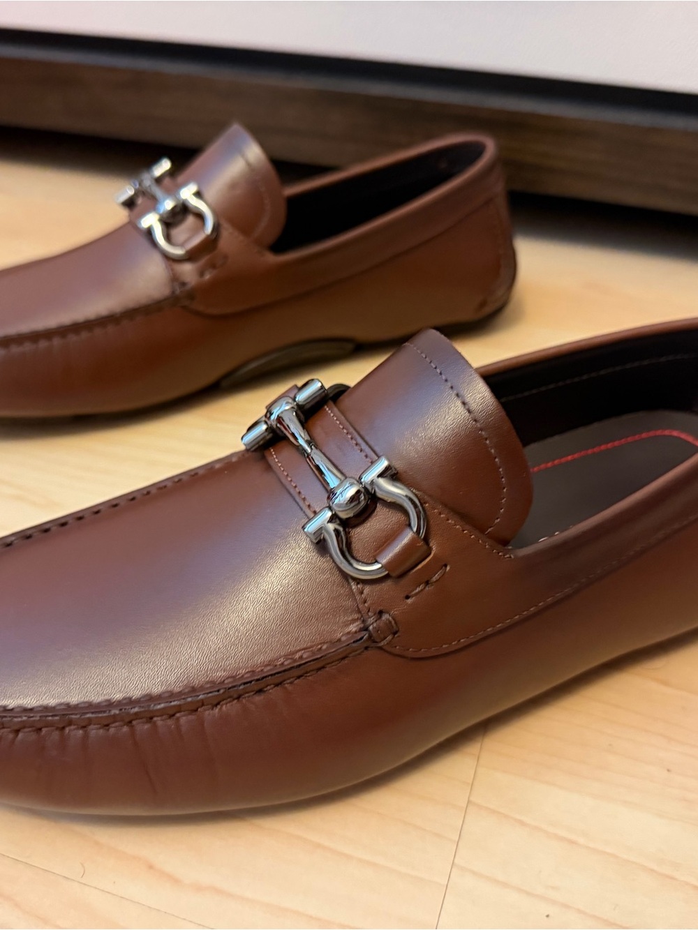 Salvatore Ferragamo Parigi Brown Leather Bit Driving Loafers